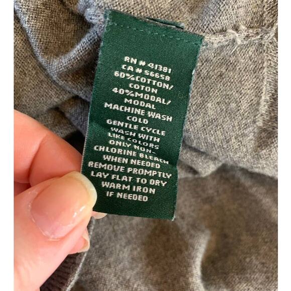 Lauren Ralph Lauren Plus 2X Gray Hoodie Pullover Faux Leather Elbow Patches - Picture 11 of 11